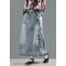 Women Spring Drawstring Hole Embroidery Casual Skirt