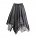 Heavy Industry Color Matching Mesh Irregular Hem Semi Black Skirt