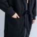 winter plus size women cotton cardigans black hooded prints zippered warm trench coats