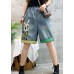 Modern Blue Embroideried denim Summer shorts