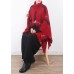 red plaid tassel cloak women casual high neck knit sweater