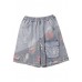 Organic Grey Patchwork Print Denim hot Pants